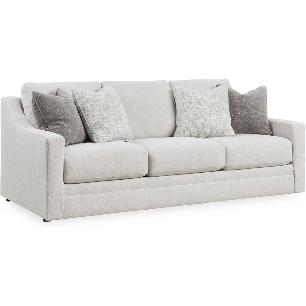 imageSignature Design by Ashley Maitelynn Contemporary Sofa with Accent Pillows Reversible Cushions and Sloped Arms Light GraySofa
