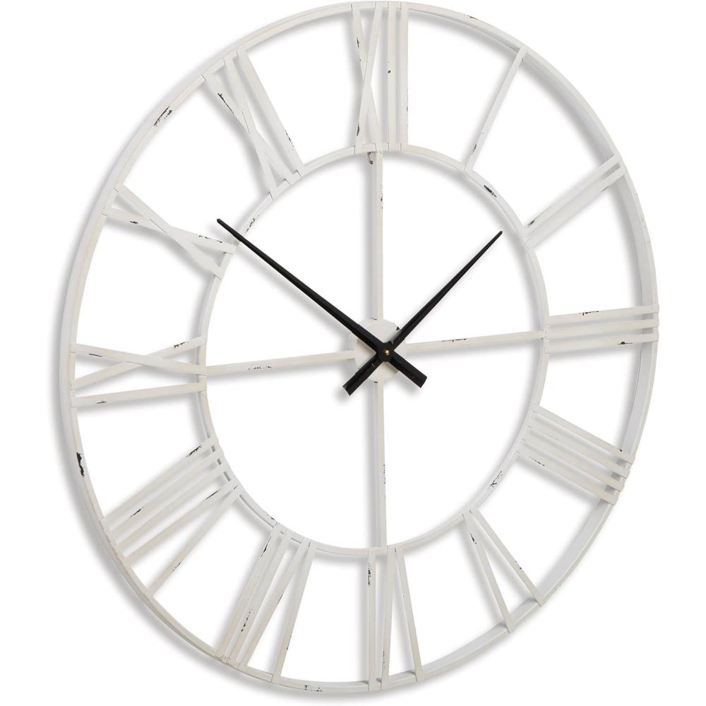 imageSignature Design by Ashley Paquita Vintage Roman Numeral Round Wall Clock 36 x 36 Inches Antique GrayWhite