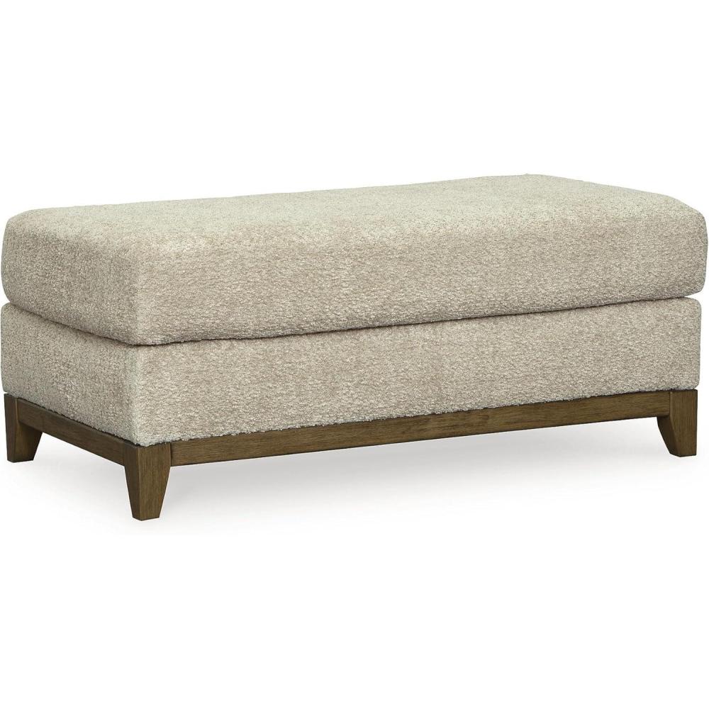 imageSignature Design by Ashley Parklynn Traditional Firmly Cushioned Rectangular Ottoman Beige ampamp Brown
