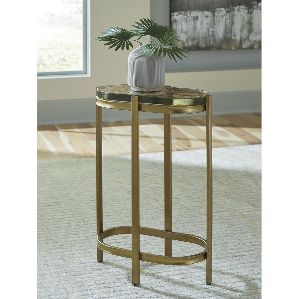 imageSignature Design by Ashley Porterville Modern Accent Table with Cast Glass Top Gold
