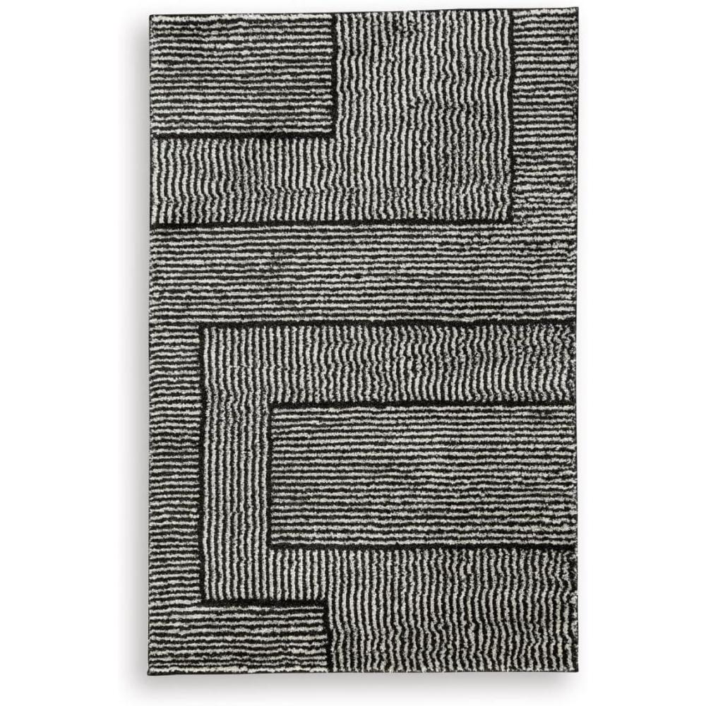 imageSignature Design by Ashley Qaabiz Bohemian 8 x 10 Indoor Medium Pile Geometric Area Rug Light Brown ampamp BlackBlackIvory