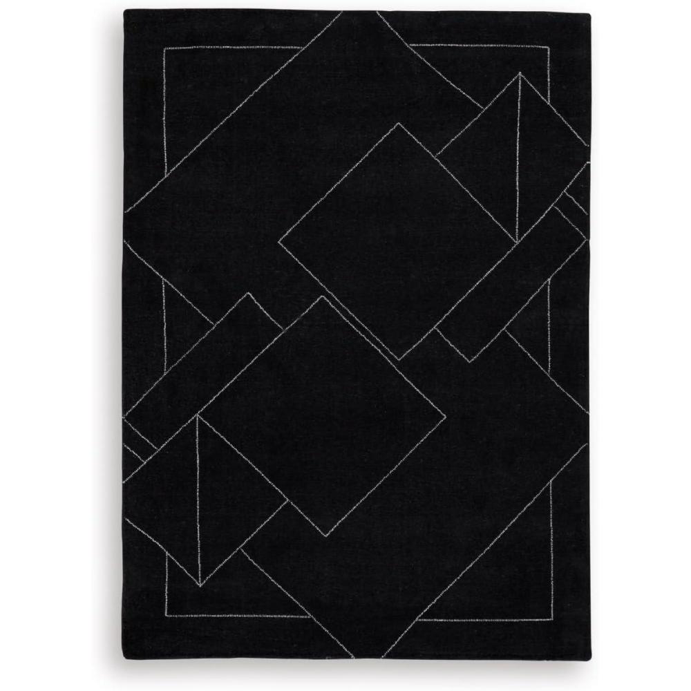 imageSignature Design by Ashley Qaabiz Bohemian 8 x 10 Indoor Medium Pile Geometric Area Rug Light Brown ampamp BlackBlackWhite