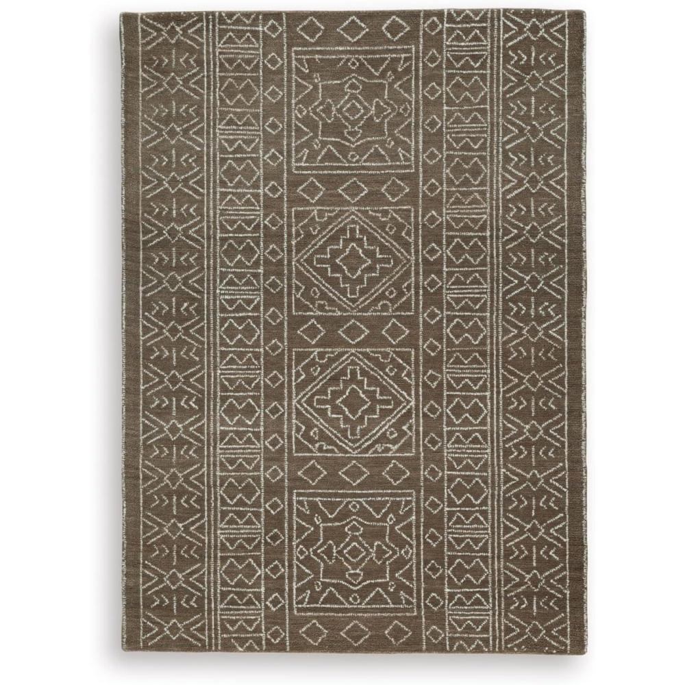imageSignature Design by Ashley Qaabiz Bohemian 8 x 10 Indoor Medium Pile Geometric Area Rug Light Brown ampamp BlackBrownIvory