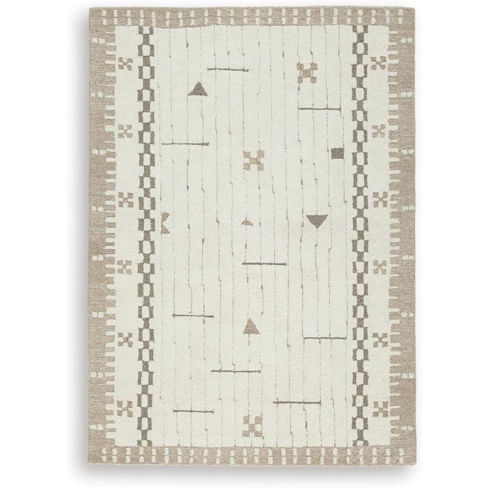 imageSignature Design by Ashley Qaabiz Bohemian 8 x 10 Indoor Medium Pile Geometric Area Rug Light Brown ampamp BlackCreamBrownTaupe