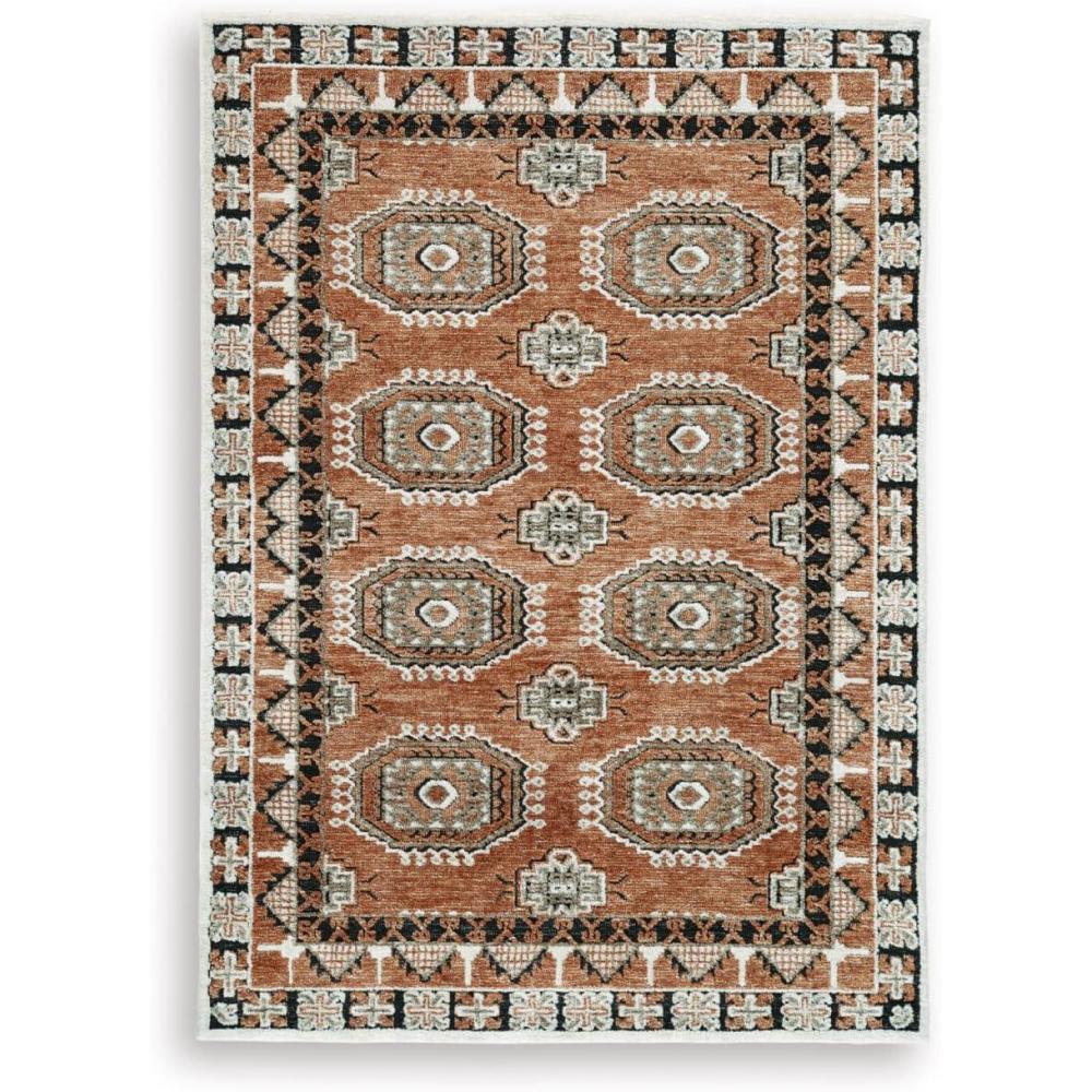 imageSignature Design by Ashley Qaabiz Bohemian 8 x 10 Indoor Medium Pile Geometric Area Rug Light Brown ampamp BlackSiennaIvoryBlack