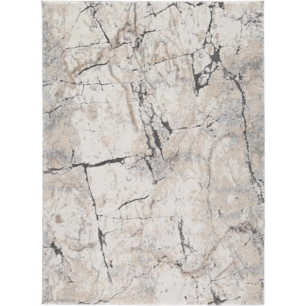 imageSignature Design by Ashley Qaabiz Bohemian 8 x 10 Indoor Medium Pile Geometric Area Rug Light Brown ampamp BlackWhite and Gray Marble