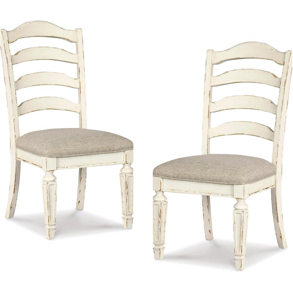imageSignature Design by Ashley Realyn Dining Room Upholstered Chair 2 Count Antique WhiteWhite