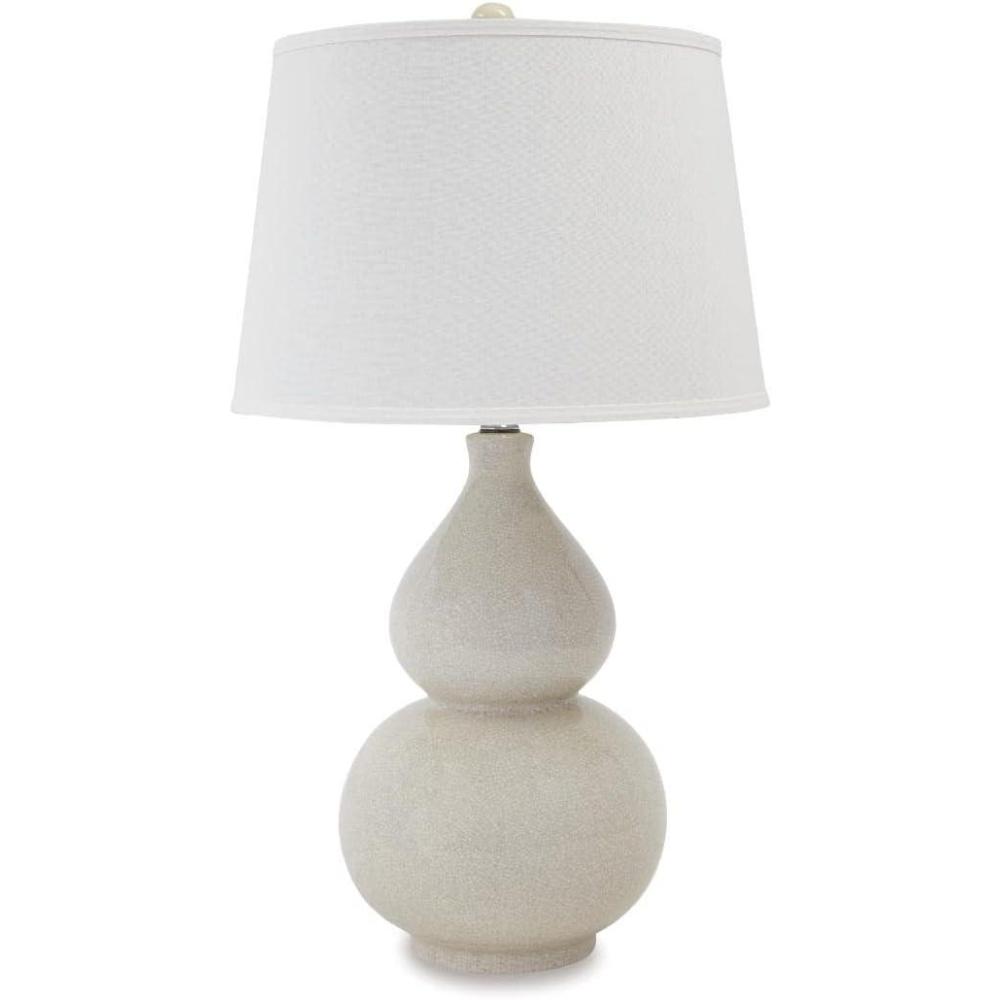 imageSignature Design by Ashley Saffi 31quot Ceramic Table Lamp with Double Gourd Base CreamSaffi