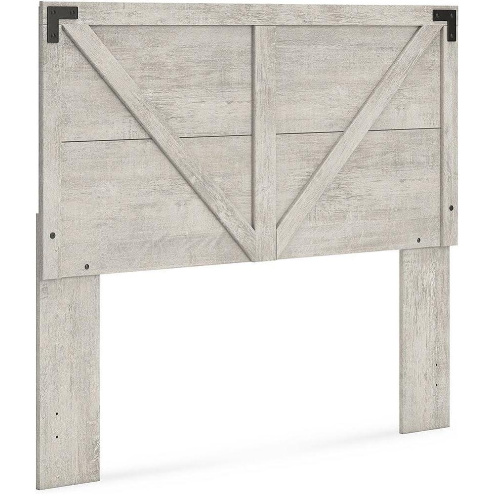imageSignature Design by Ashley Shawburn Farmhouse Crossbuck Panel Headboard Queen Light GrayQueen