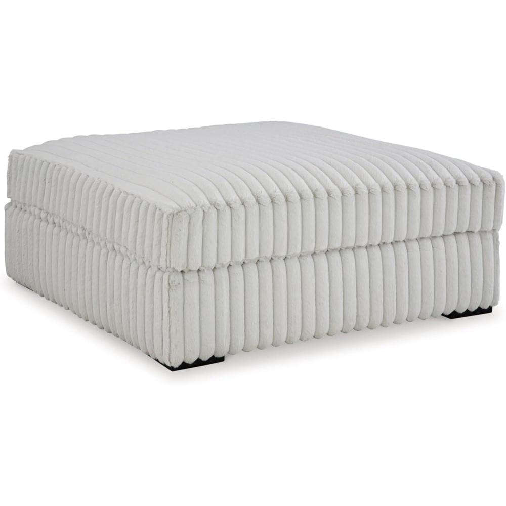 imageSignature Design by Ashley Stupendous Casual Upholstered Square Oversized Accent Ottoman White