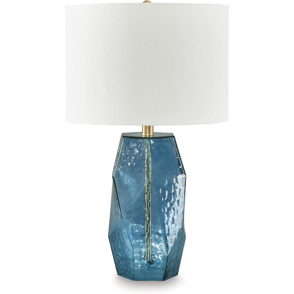 imageSignature Design by Ashley Tallow Contemporary Glass Table Lamp with 3Way Switch Blue ampamp White