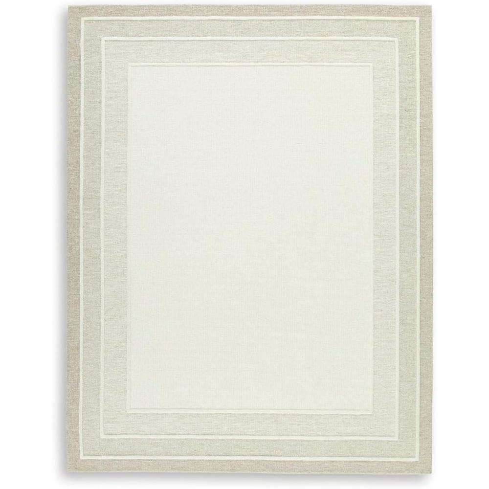 imageSignature Design by Ashley Teelgan Casual Indoor HandTufted Geometric Wool 8 x 10 Rug Light Brown ampamp White51 x 611 Rectangular