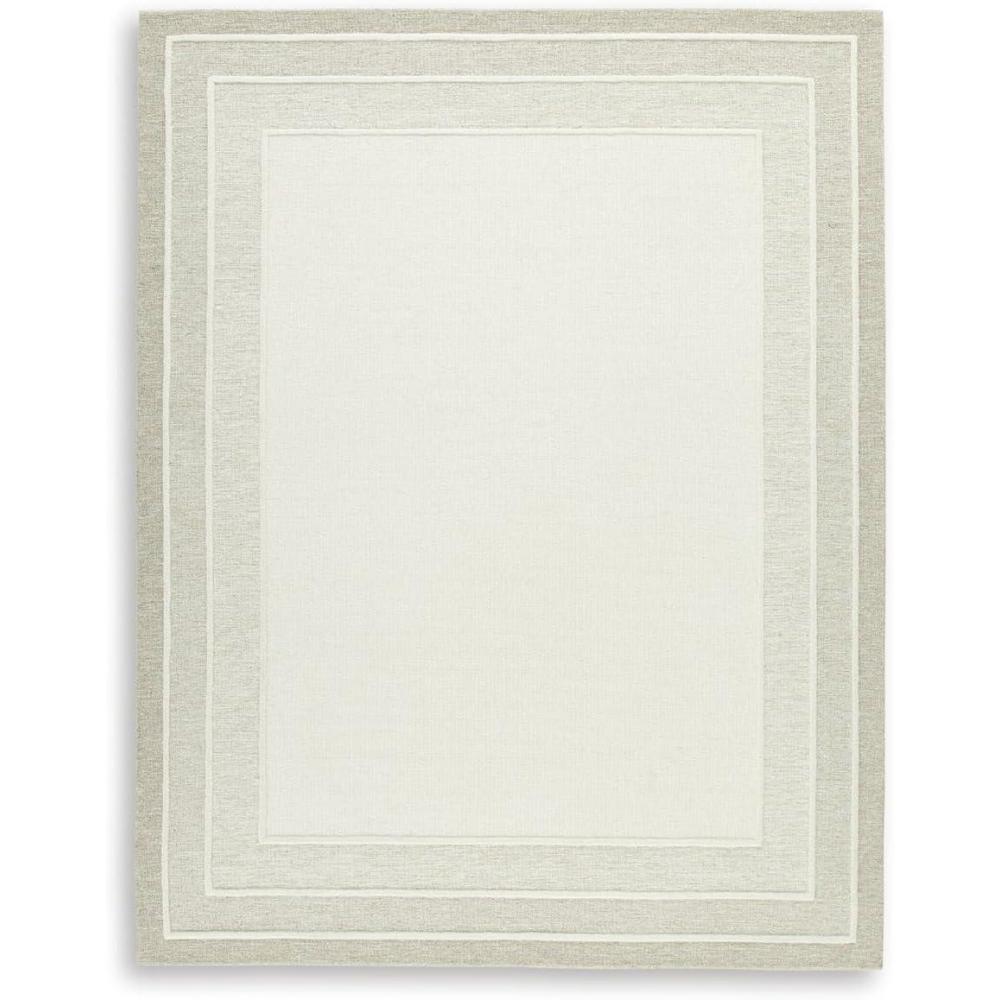 imageSignature Design by Ashley Teelgan Casual Indoor HandTufted Geometric Wool 8 x 10 Rug Light Brown ampamp White79 x 99 Rectangular