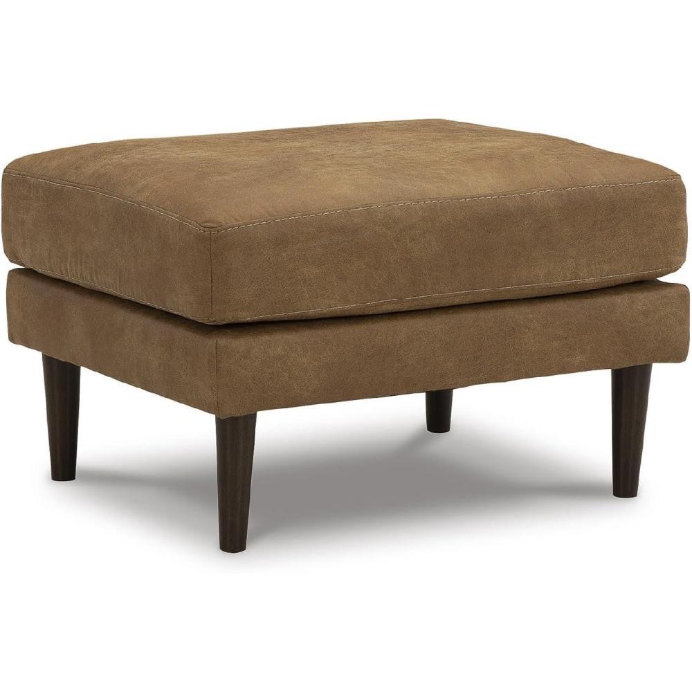 imageSignature Design by Ashley Telora Contemporary Faux Leather Ottoman Brown ampamp Black