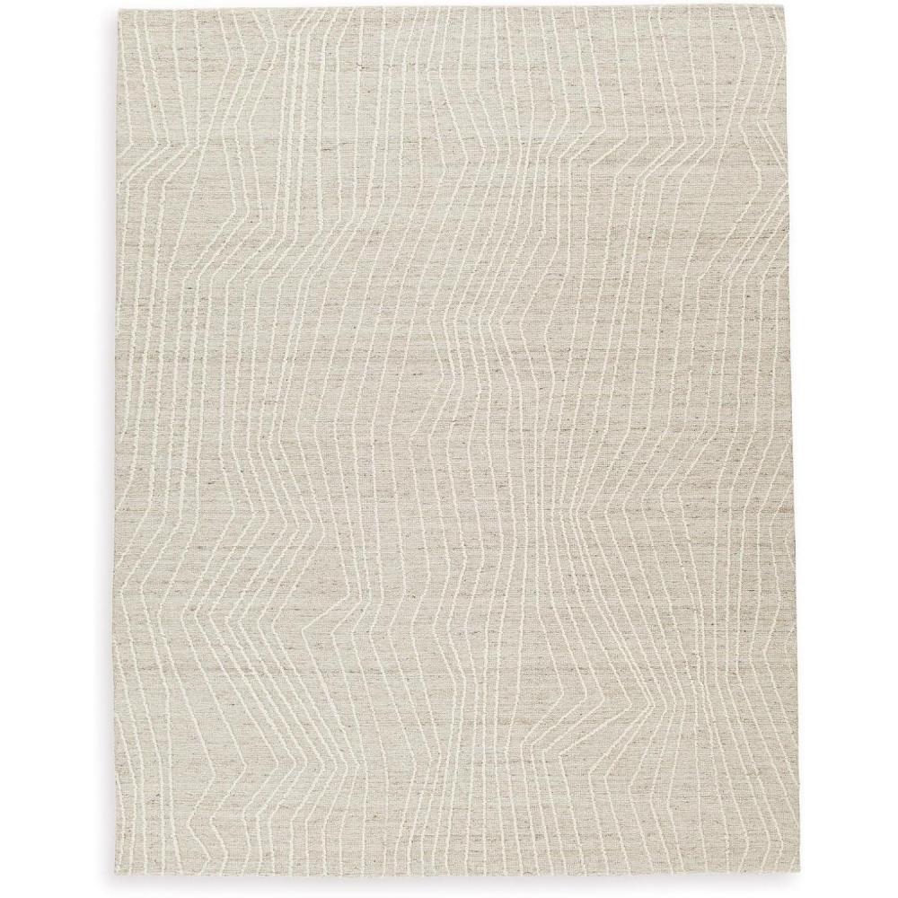 imageSignature Design by Ashley Varahill Casual Indoor Abstract Handmade 8 x 10 Large Rug Beige ampamp Light Gray78 x 101 Rectangular