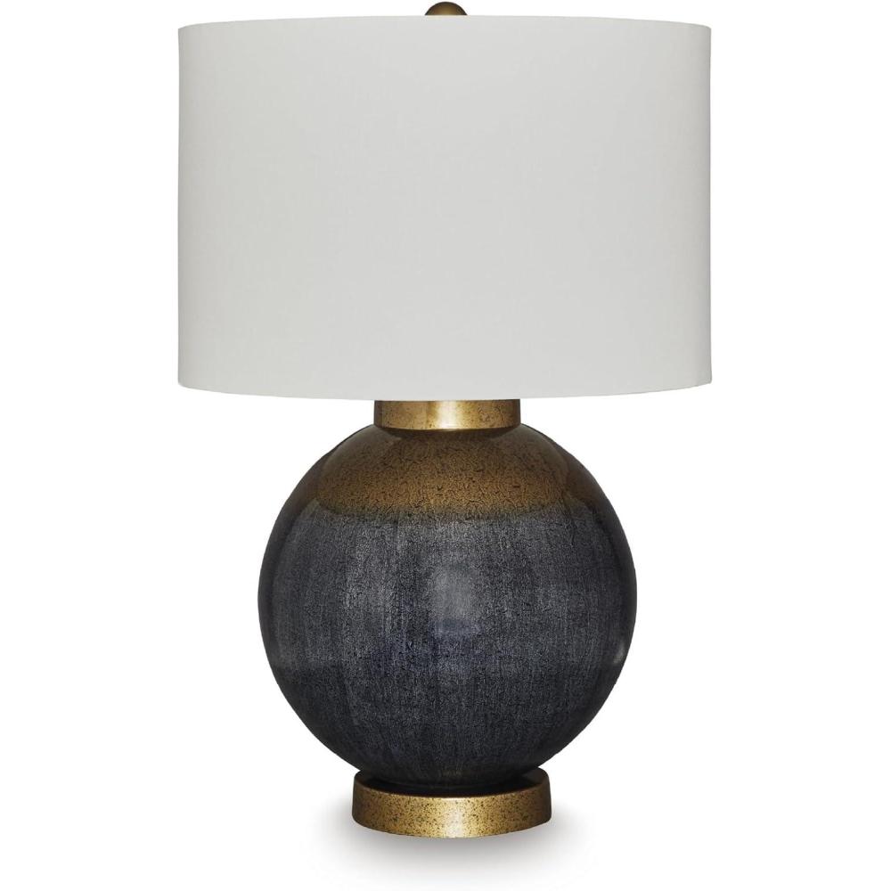 imageSignature Design by Ashley Wendfield Industrial Metal Floor Lamp with Dome Shade MetallicBlueGold Finish