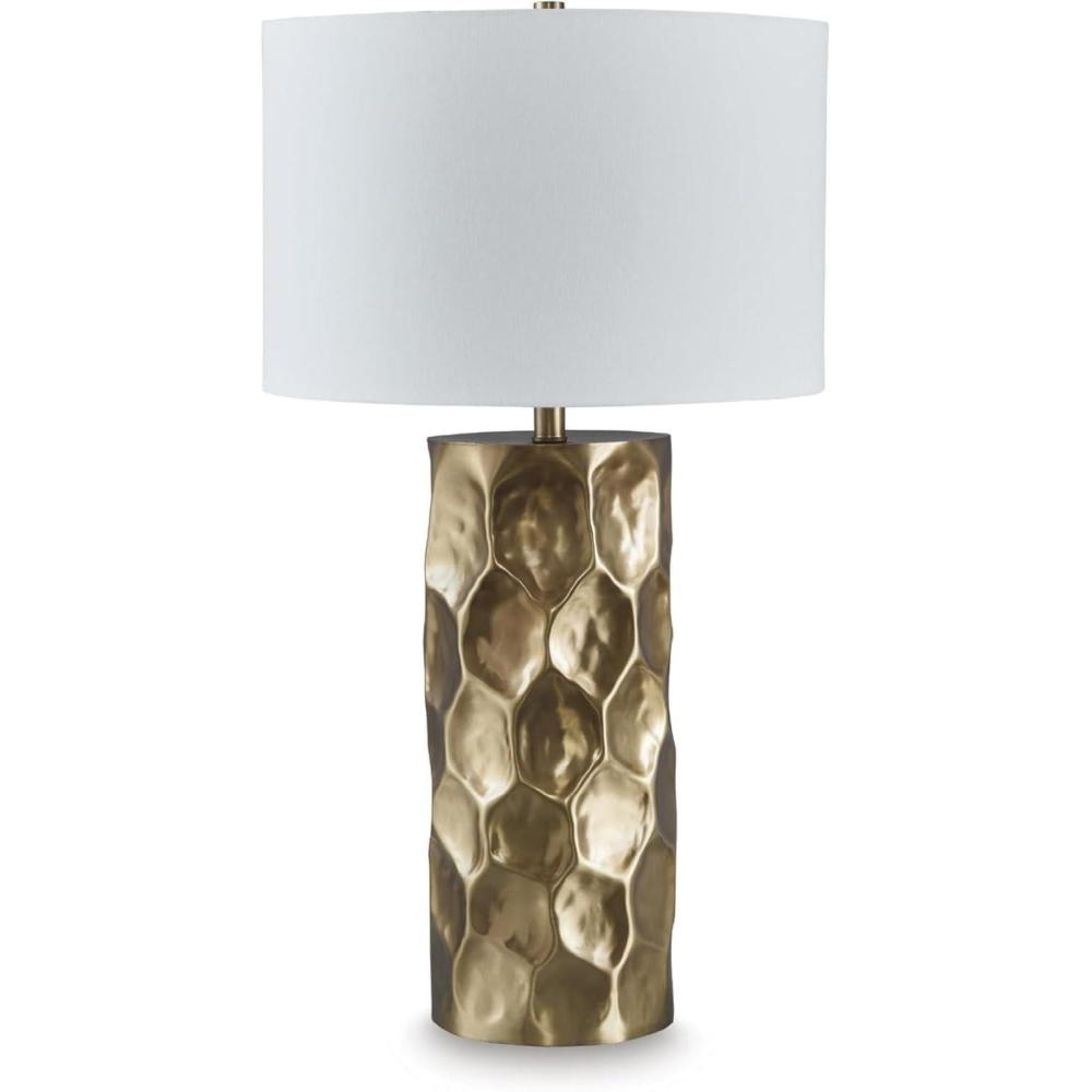 imageSignature Design by Ashley Wendfield Industrial Metal Floor Lamp with Dome Shade MetallicGold Finish