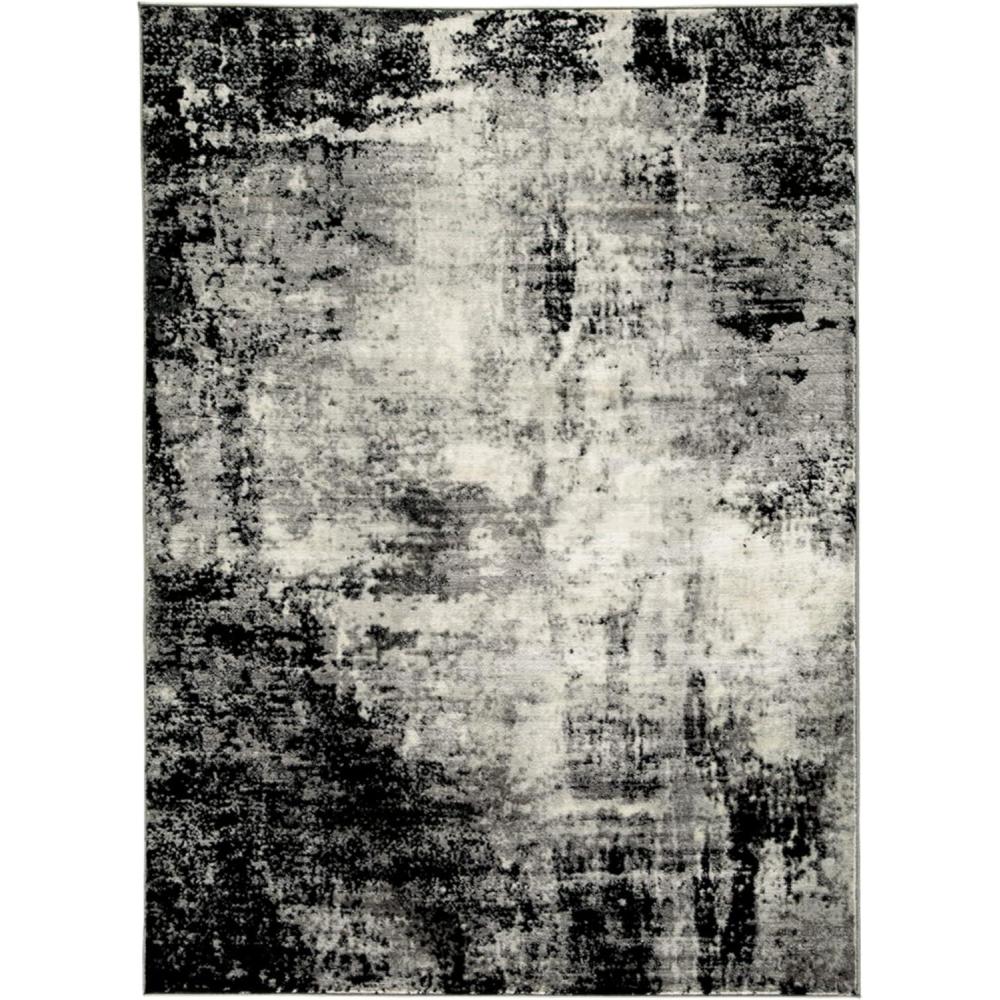 imageSignature Design by Ashley Zekeman Contemporary 8 x 10 Medium Pile Abstract Design Rug Black Cream ampamp Gray53 x 77 Rectangular