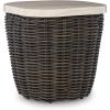 imageSignature Design by Ashley Kimora Cottage Faux Marble Pattern Tabletop Outdoor End Table with Pedestal Base Dark Brown ampamp Beige