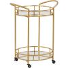 imageSignature Design by Ashley Wynora Round Modern Bar Serving Cart with 2 Mirrored Shelves Gold