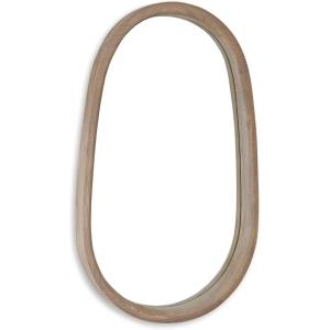 Signature Design by Ashley Aarilynn Casual Oval Wall Mounted Wood Frame Accent Mirror, 24 x 39 Inches for Living Room, Light Brown