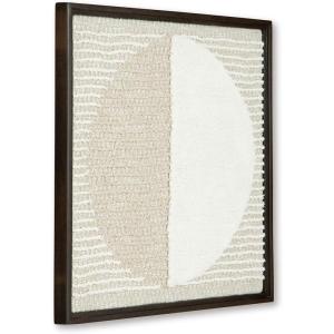 Signature Design by Ashley Bachard Minimalist Square Woven Geometric Wall Decor 30 x 30 Inches, Beige & White
