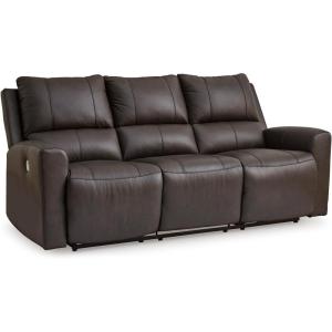 Signature Design by Ashley Boxmere Modern Leather Match Power Reclining Sofa with USB Ports, Dark Brown(Power Reclining Sofa)
