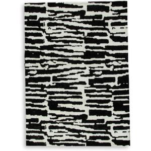 Signature Design by Ashley Bramshaw Contemporary Indoor Abstract 8 x 10 Large Rug, Black & White(5’2″ x 6’9″ (Rectangular))
