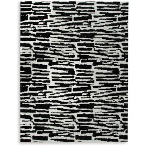 Signature Design by Ashley Bramshaw Contemporary Indoor Abstract 8 x 10 Large Rug, Black & White(7’8″ x 9’10” (Rectangular))