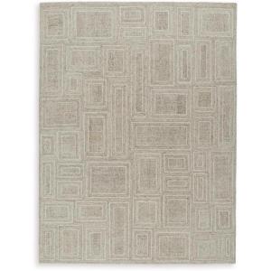 Signature Design by Ashley Brickburgh Contemporary Indoor Geometric Handmade 10 x 14 Rug, Light Gray & Light Brown(7’11” x 9’11” (Rectangular))