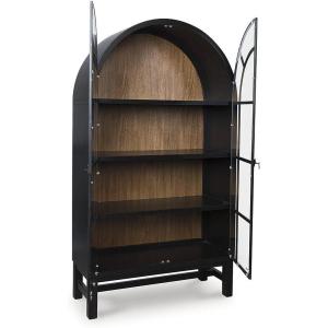 Signature Design by Ashley Chadworth Classic Display Cabinet with Anti-Tipping, Light Brown & Black(Brown & Black)