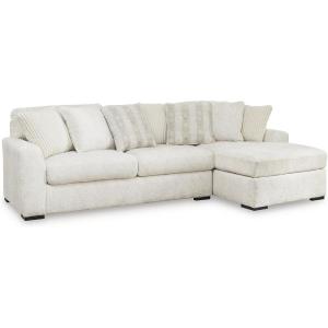 Signature Design by Ashley Chessington L-Shaped 2-Piece Sectional with Chaise, Reversible Cushions, 6 Accent Pillows, Fabric Upholstery, 120″ W x 65″ D x 40″ H, White(2-Piece Sectional with Chaise)