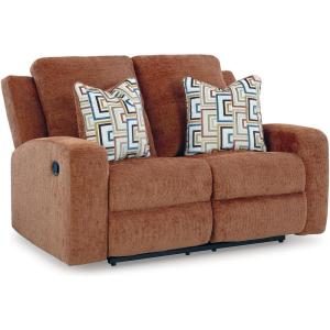 Signature Design by Ashley Danum Modern Manual Pull Tab Reclining Sofa with Tufed Back Cushion, Blue(Orange)