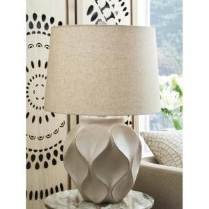 Signature Design by Ashley Edselham Modern Table Lamp with 3-Way Switch and Empire Shade, Beige