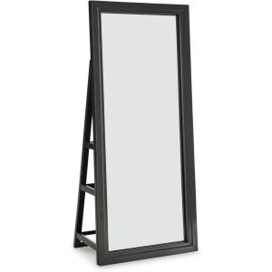 Signature Design by Ashley Evesen Modern Full Length Thick Framed Floor Standing Mirror with LED Lights and 3 Shelves, Black