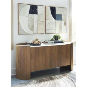 Signature Design by Ashley Fitzroy Contemporary Accent Cabinet with Anti-Tipping, Light Brown & White