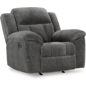 Signature Design by Ashley Frohn Urban Manual Rocker Recliner with Pillow-Top Arms, Dark Brown(Grey)