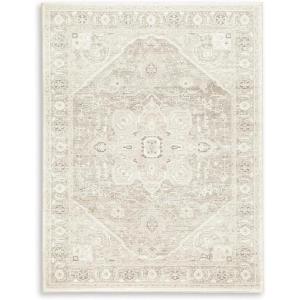 Signature Design by Ashley Gatwell Classic Indoor Medallion 8 x 10 Rug, White & Light Gray(5’3″ x 7’3″ (Rectangular))