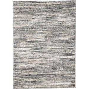 Signature Design by Ashley Gizela Contemporary 5 x 7 High Pile Striped Design Rug, Ivory, Gray & Beige(5’3″ x 7’3″ (Rectangular))