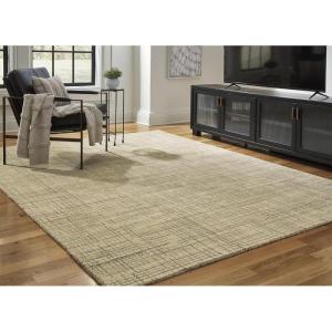 Signature Design by Ashley Janston Casual Indoor Plaid Wool Blend Handmade 8 x 10 Large Rug, Gray & Light Brown(7’8″ x 9’11” (Rectangular))