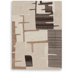 Signature Design by Ashley Kencher Contemporary Indoor Abstract Handmade 8 x 10 Large Rug, Beige & Light Brown(5’1″ x 6’11” (Rectangular))