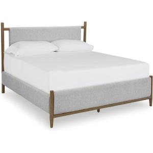 Signature Design by Ashley Lyncott Casual King Upholstered Bed, Foundation or Box Spring Needed, Light Gray & Light Brown(King)