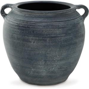 Signature Design by Ashley Meadie Traditional Indoor Terra Cotta Tabletop Vase with Handle and Wide Mouth, Blue(Blue)
