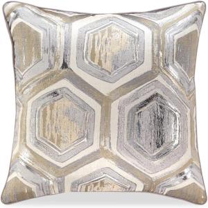 Signature Design by Ashley Meiling Geometric Throw Pillow, 20 x 20 Inches, Machine Washable, Metallic Silver and Gold