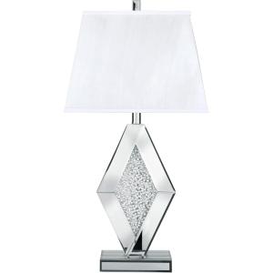 Signature Design by Ashley Prunella 30″ Glam Crystal Bead Mirrored Glass Table Lamp, Silver