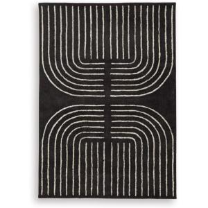 Signature Design by Ashley Qaabiz Bohemian 8′ x 10′ Indoor Medium Pile Geometric Area Rug, Light Brown & Black(Black/Cream)