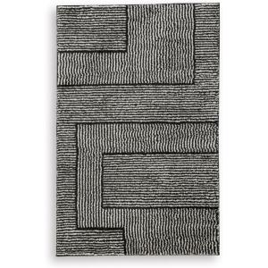 Signature Design by Ashley Qaabiz Bohemian 8′ x 10′ Indoor Medium Pile Geometric Area Rug, Light Brown & Black(Black/Ivory)