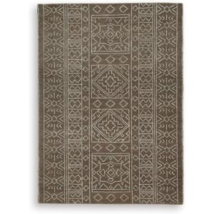 Signature Design by Ashley Qaabiz Bohemian 8′ x 10′ Indoor Medium Pile Geometric Area Rug, Light Brown & Black(Brown/Ivory)