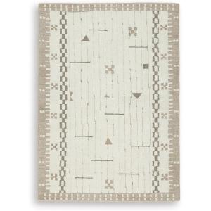 Signature Design by Ashley Qaabiz Bohemian 8′ x 10′ Indoor Medium Pile Geometric Area Rug, Light Brown & Black(Cream/Brown/Taupe)