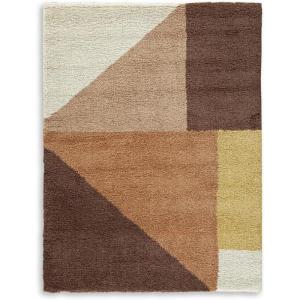 Signature Design by Ashley Qaabiz Bohemian 8′ x 10′ Indoor Medium Pile Geometric Area Rug, Light Brown & Black(Cream/Pink/Ocher)